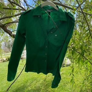 AX Green Button Up Stretchy Oxfordd